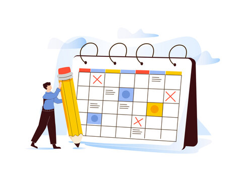 recommend clip art: Time management and planning concept. Business people successfully doing various business activities. Project task