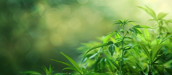 Obraz premium Legal marijuana plant, Cannabis sativa, with copy space image for medicinal use and research.