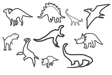 dinosaur animal doodle organic line cute hand drawn 
