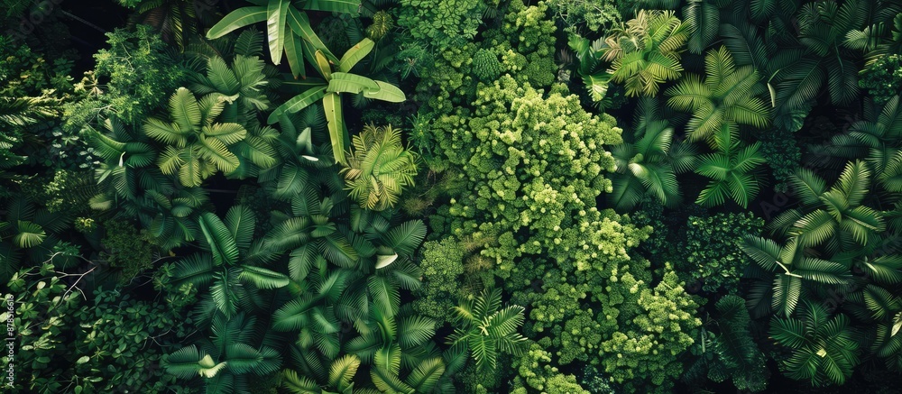 Poster full frame image of trees and leaves in a lush green rainforest, providing a natural background with