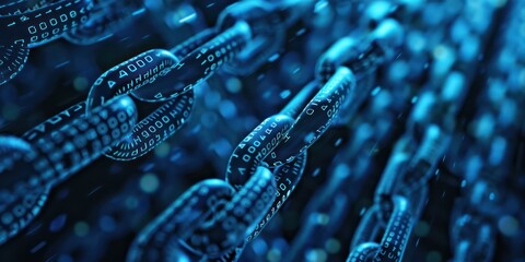 Abstract representation of blockchain data and security.