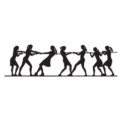 tug of war silhouette vector illustration