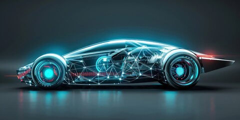 Futuristic car design with innovative technology elements.