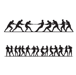 tug of war silhouette vector illustration