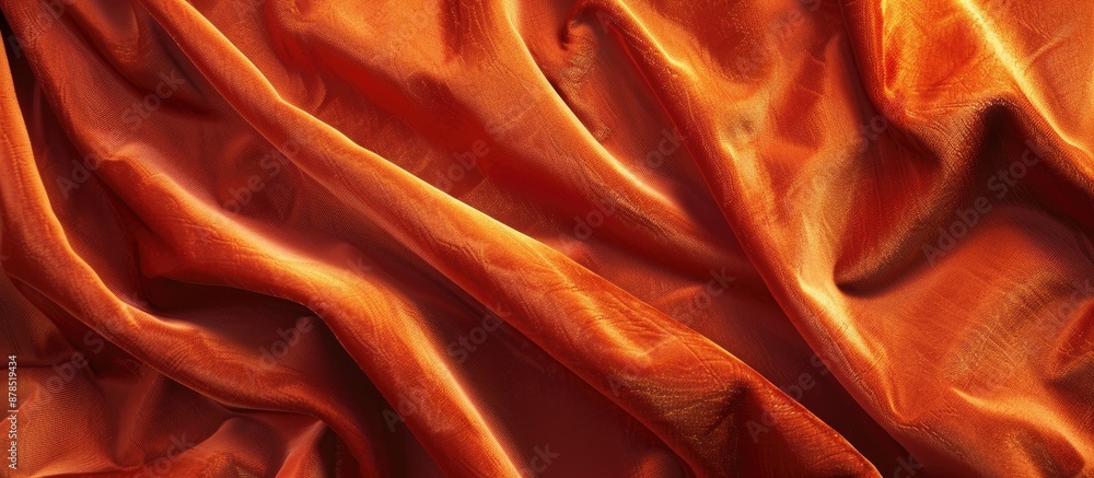 Poster full-frame fabric background in rich orange velvet texture with ample copy space image.