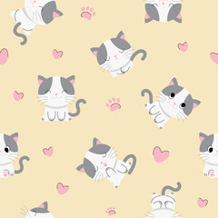 seamless pattern with cute kittens