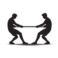 tug of war silhouette vector illustration