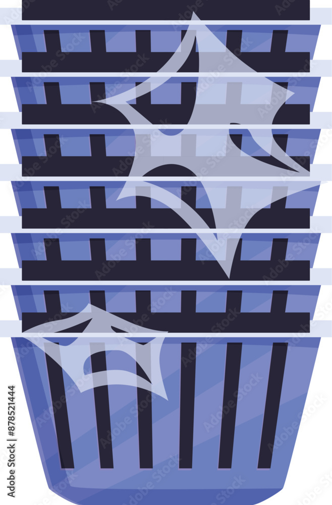 Aufkleber stack of empty blue plastic crates is ready for use in a warehouse or delivery service