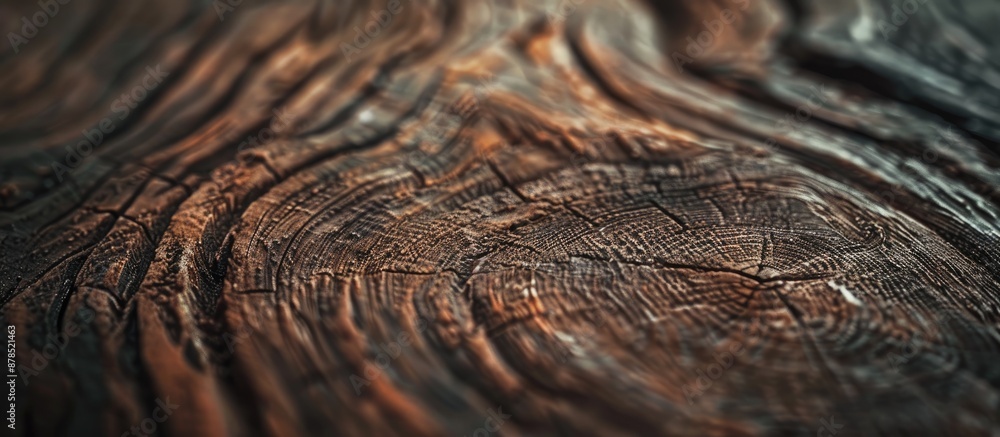Poster macro shot of a weathered wooden table with a detailed grain texture in a vintage style, providing a