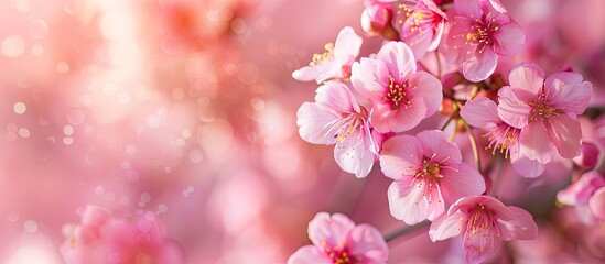 Hiroshima Mint features paired cherry blossoms with copy space image.