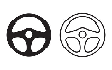 Steering wheel icon, steering wheel solid and outline icon, truck or car automobile steer wheel vector icon for UI designs.