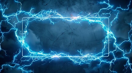 Lightning forms a glowing frame on a dark background, conveying energy and excitement