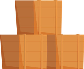Several identical wooden crates are stacked, creating a reliable and secure configuration for storing and moving goods