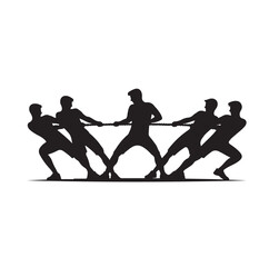 tug of war silhouette vector illustration