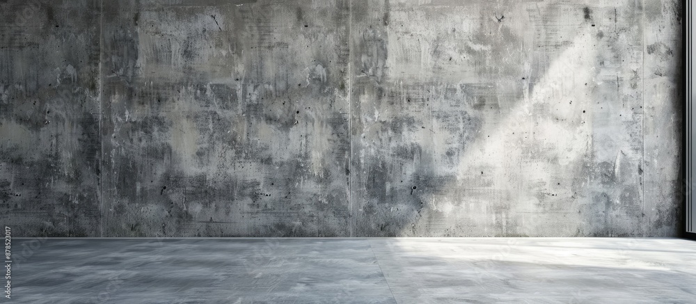 Poster studio room with a grey concrete wall background featuring well-edited text visible on the free copy