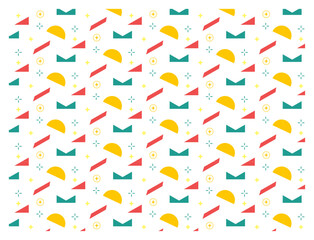 Colorful geometric background, pattern seamless, pop, shapes,half circles, squares, flat, cute