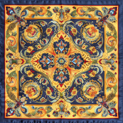 Colorful Floral paisley silk scarf