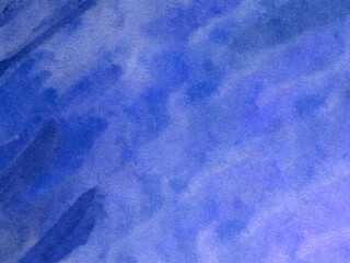 Blue handpainted watercolor paper background with large messy brush strokes