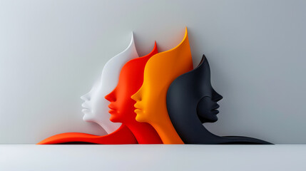 Abstract Profile Silhouettes of Diverse People
