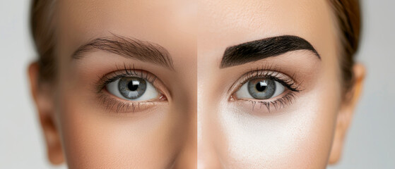 Naklejka premium Before After Eyebrow Transformation
