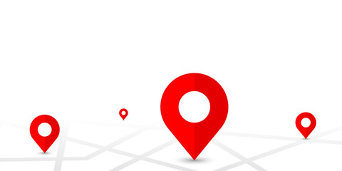 set of icons Location Pin, Map Pin, Place, Location, Address, location icon. Vector map pin, red pin on white background.
