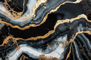 Black and gold marble texture design wallpaper background design artwork, grunge texture background. Acrylic and oil paint flow contemporary backdrop