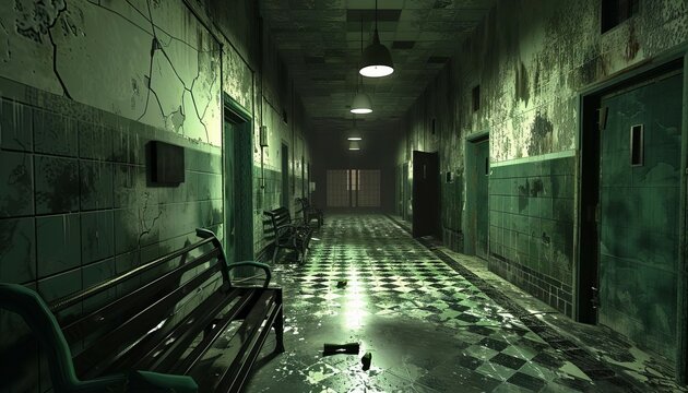 322 Utterly petrifying 3D cartoon abandoned asylum overrun by paranormal forces for Halloween