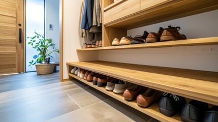 Storage space for shoes at the entrance