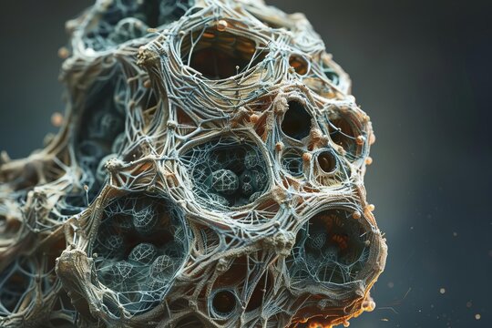 157 Strange microscopic alien organic anomaly with fibrous details 3D