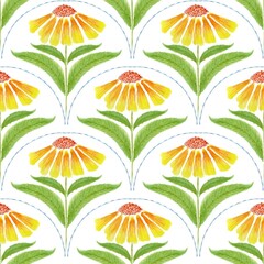 Seamless floral pattern with hand drawn elements