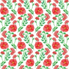 Seamless floral pattern with hand drawn elements