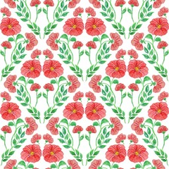 Seamless floral pattern with hand drawn elements