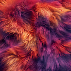 Bright red, orange, and purple fur texture