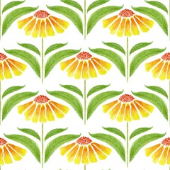 Seamless floral pattern with hand drawn elements