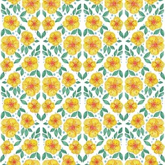 Seamless floral pattern with hand drawn elements