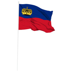 Vector illustration of wavy Liechtenstein flag on transparent background