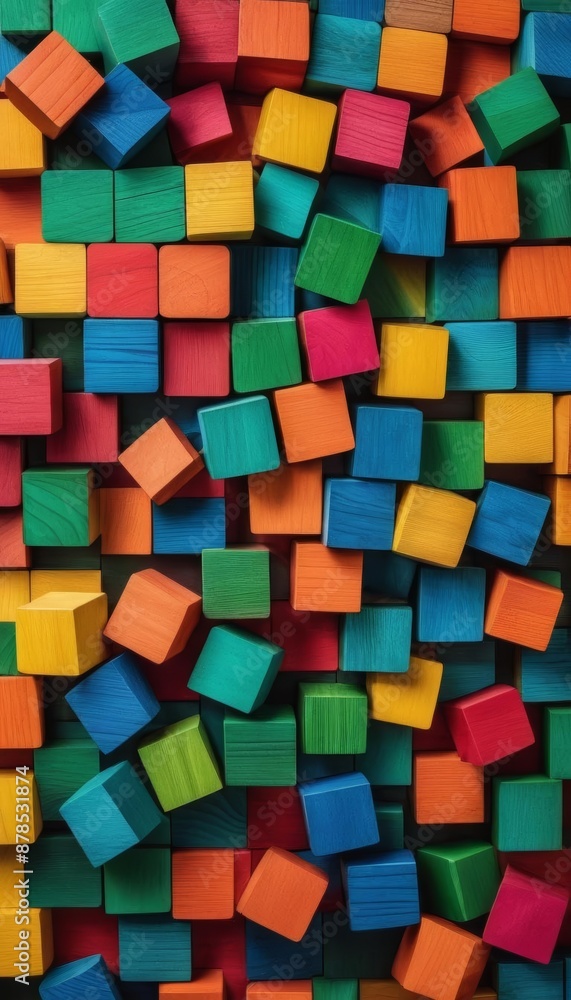 Poster concept blocks colours block cubes creativity colored cube abstract rainbow wall design geometric wi