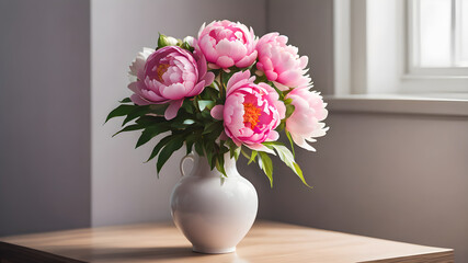 Peony Flowers in Vase