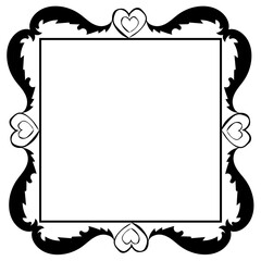 Black rectangular frame decorated with a doula-style heart pattern