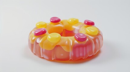 Happy jelly ring with a sugar coating, 2D animation, white background
