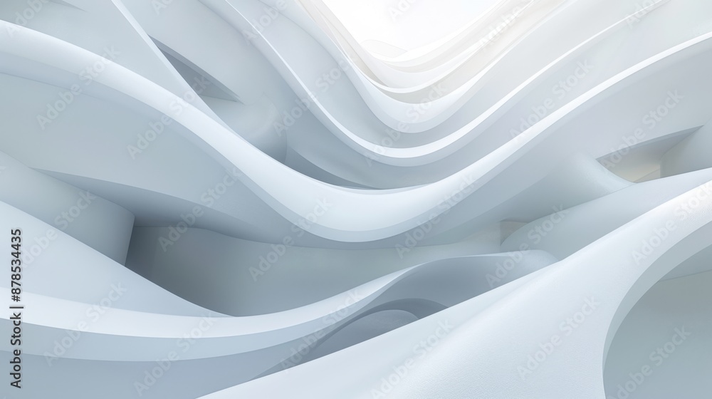 Aufkleber circular white architectural background with smooth, flowing lines and modern design elements.