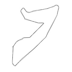 Somalia country simplified map.Thin triple pencil sketch outline isolated on white background. Simple vector icon