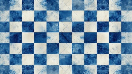 Fototapeta premium Checkered pattern in vibrant blue and white