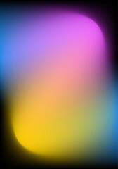 Abstract background. Blurred texture. Mesh gradient. Standard poster size. Background for banner, brochure, booklet. Black, pink, yellow and blue. Colorful, bright