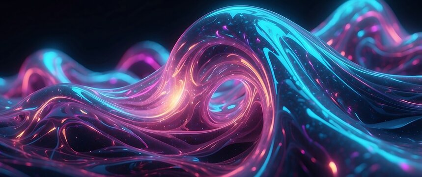 Abstract digital art with swirling blue and pink lights, wave with glowing interconnected nodes and particles

 - Powered by Adobe