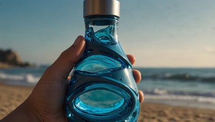 A futuristic water bottle set inspired by ocean waves ai_generated