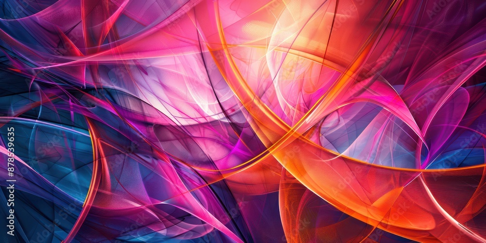 Poster high-tech abstract shapes and patterns with vibrant colors.