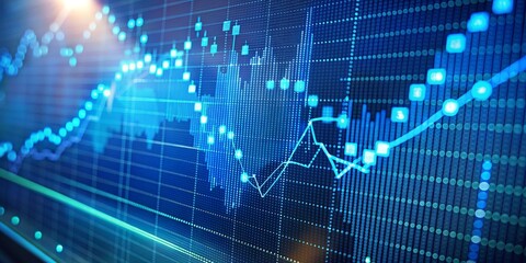 Abstract Blue Digital Stock Market Graph, digital , stock market , financial , technology