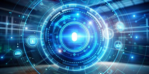 Obraz premium Abstract Futuristic Blue Circle Technology Interface, Futuristic, Interface, Technology, Abstract