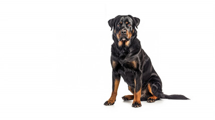Noble Rottweiler Sitting on White Background